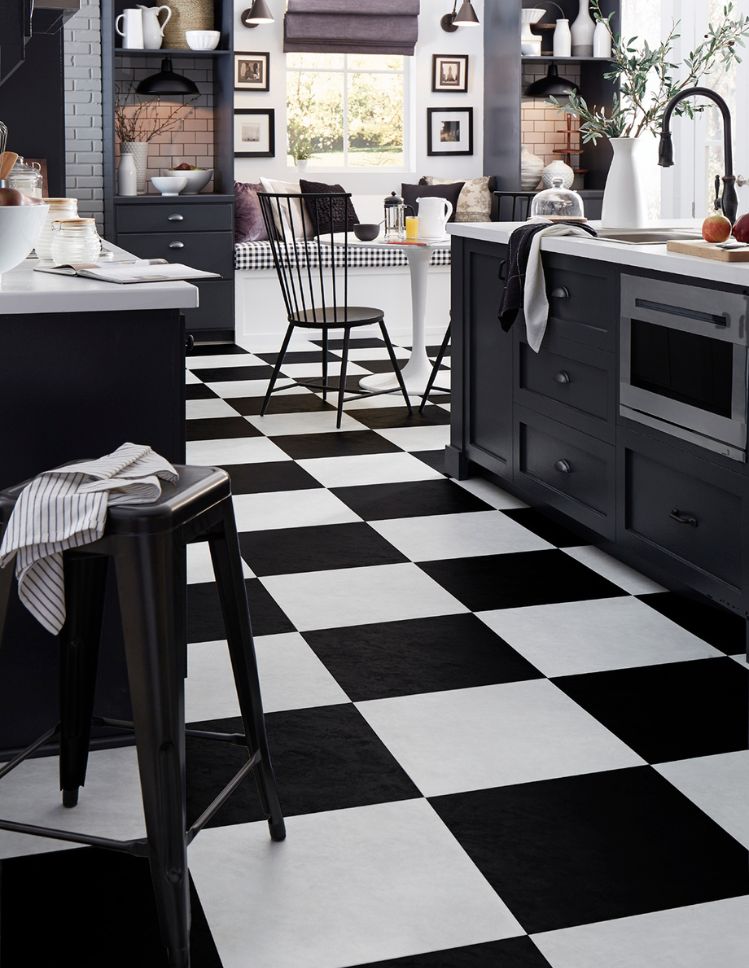 luxury vinyl tile flooring in a modern CA kitchen