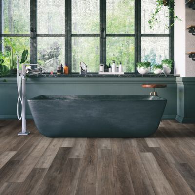 luxury vinyl plank flooring in a Atwater bathroom